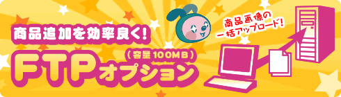 商品追加を効率良く!FTPオプション(容量100MB)